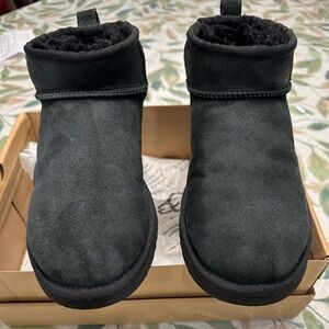 UGG Black Suede Classic Ultra Mini Boots